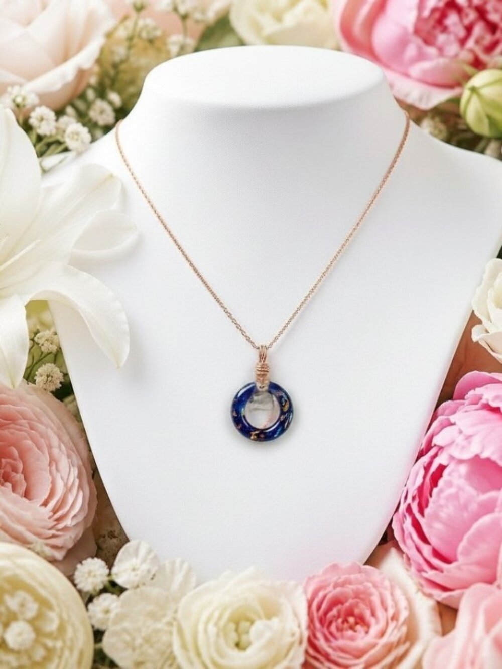 Swarovski Volcano Crystal Necklace in Rose Gold Filled Wire, Gift for Her